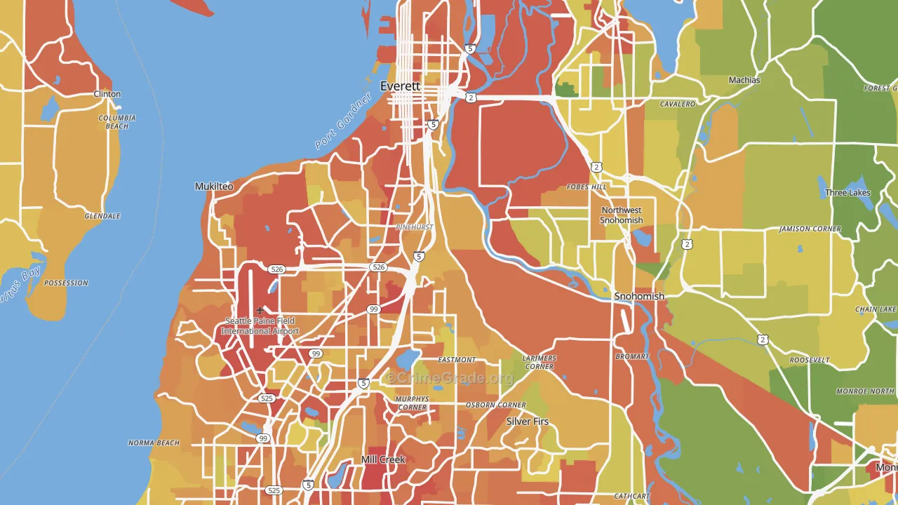 Snohomish County, WA Map of Drug-Related Crime Rates