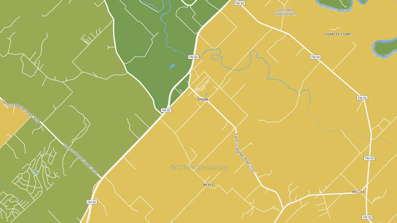 Snook, TX Map of Drug-Related Crime Rates