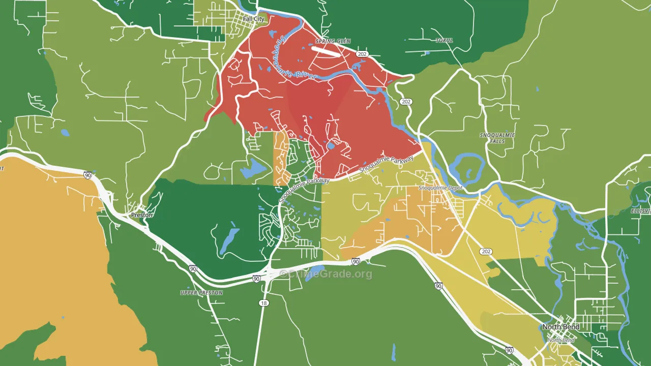 Snoqualmie, WA Map of Drug-Related Crime Rates