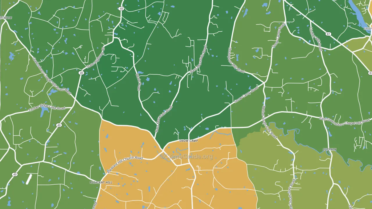 Snow Camp, NC Map of Drug-Related Crime Rates