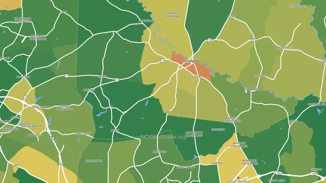 Snow Hill, NC Map of Drug-Related Crime Rates