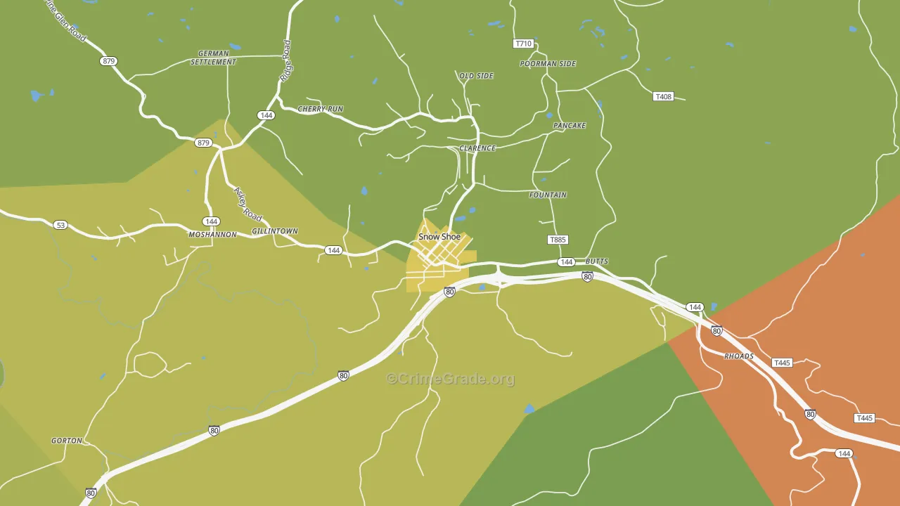 Snow Shoe, PA Map of Drug-Related Crime Rates