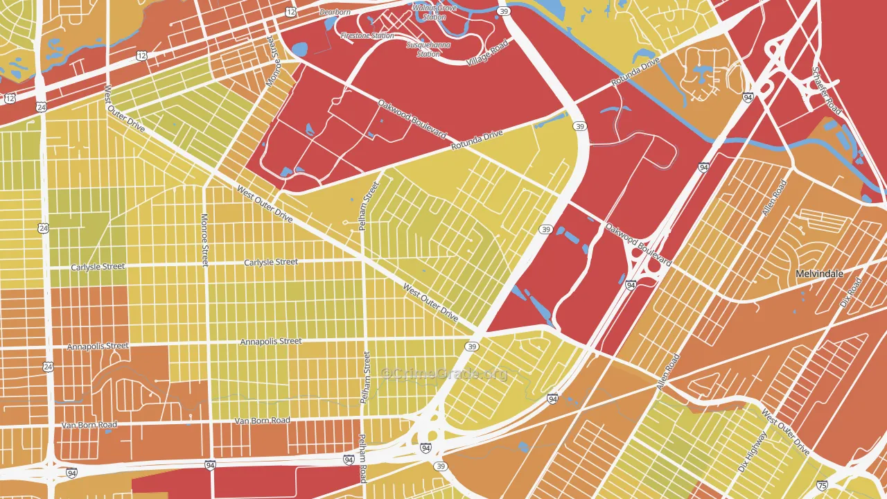 Snow Woods, Dearborn, MI Map of Drug-Related Crime Rates