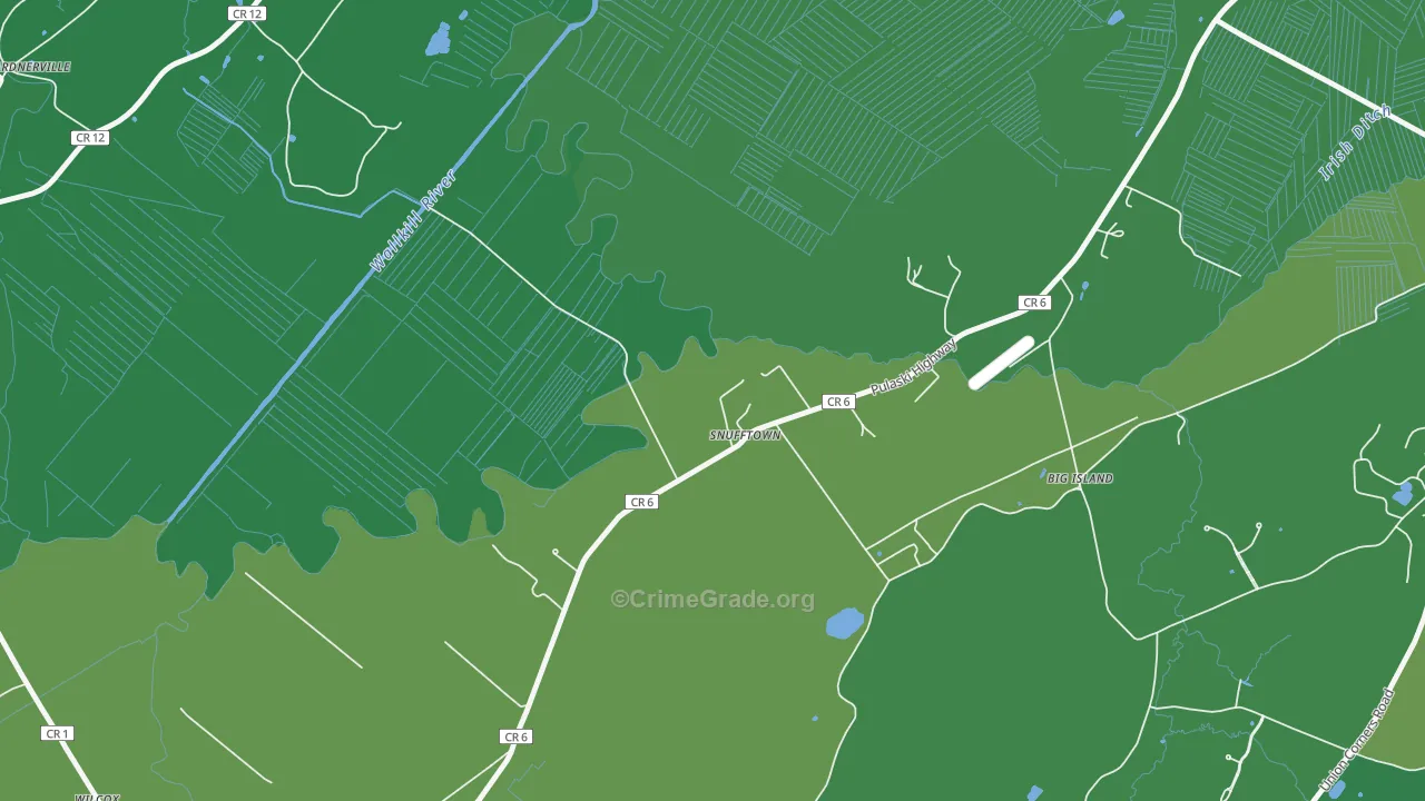 Snufftown, NY Map of Drug-Related Crime Rates