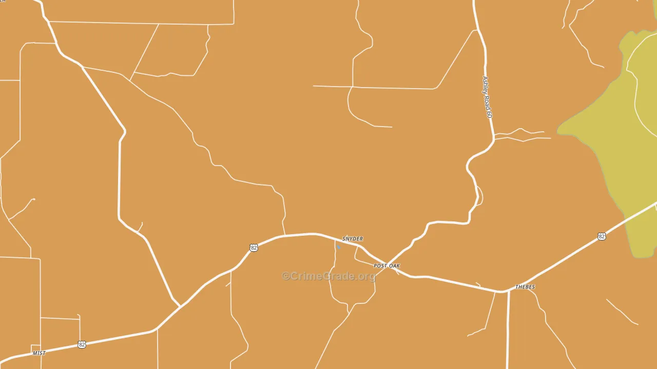 Snyder, AR Map of Drug-Related Crime Rates