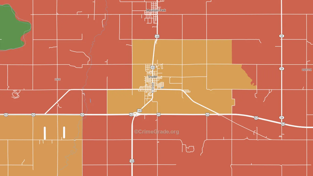 Snyder, OK Map of Drug-Related Crime Rates