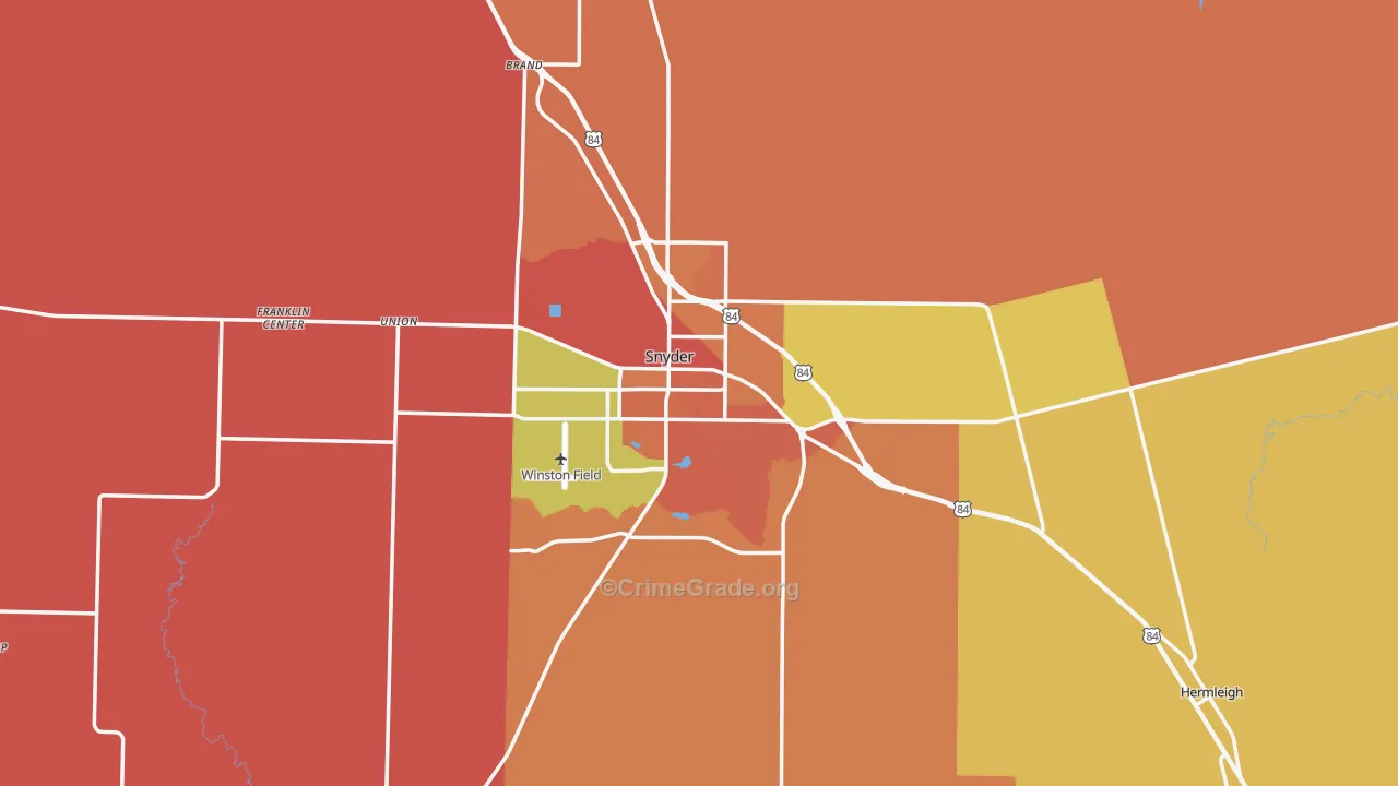 Snyder, TX Map of Drug-Related Crime Rates