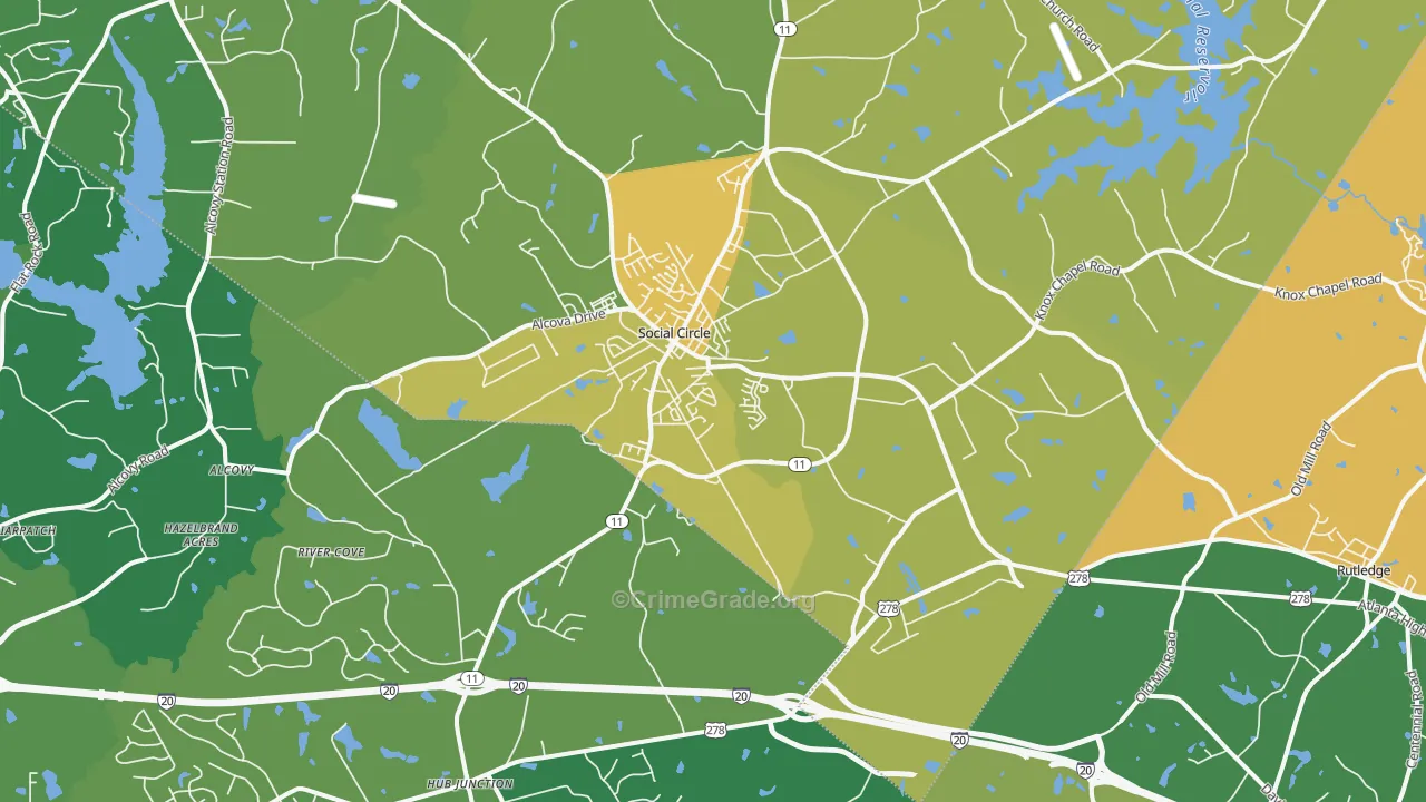 Social Circle, GA Map of Drug-Related Crime Rates