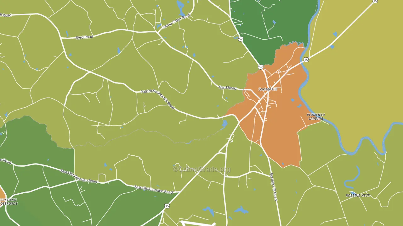 Society Hill, SC Map of Drug-Related Crime Rates