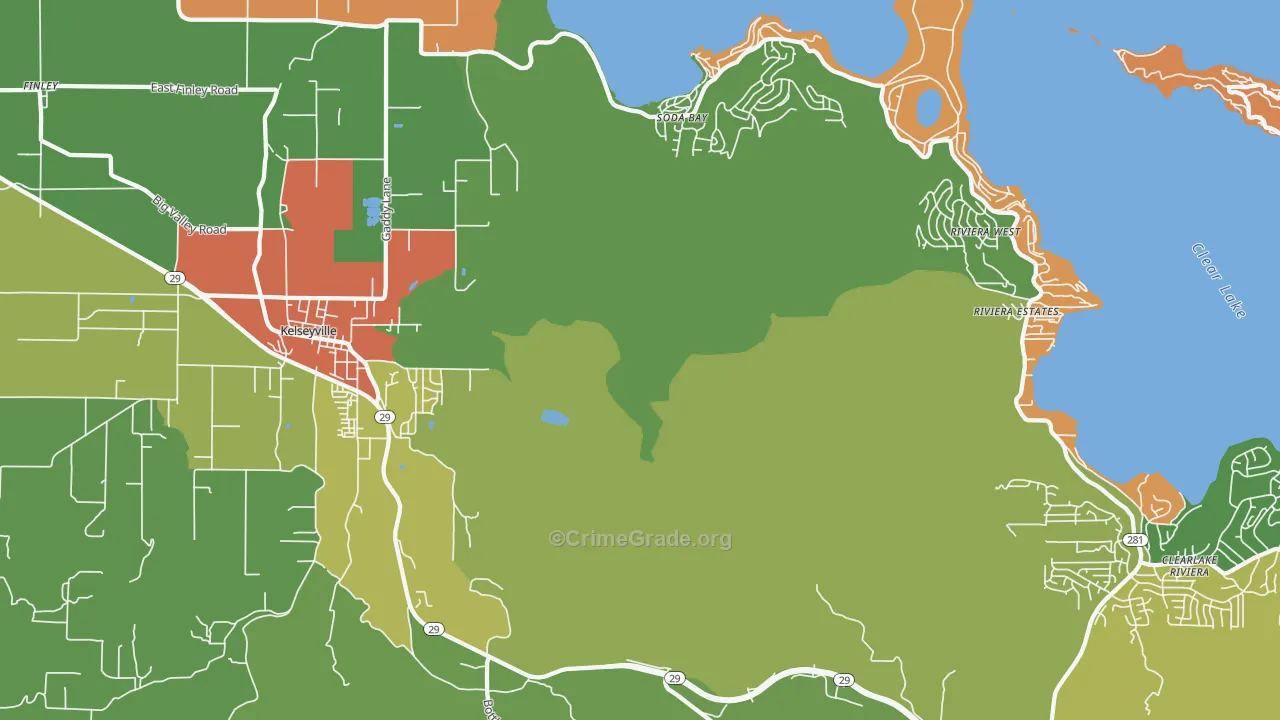 Soda Bay, CA Map of Drug-Related Crime Rates