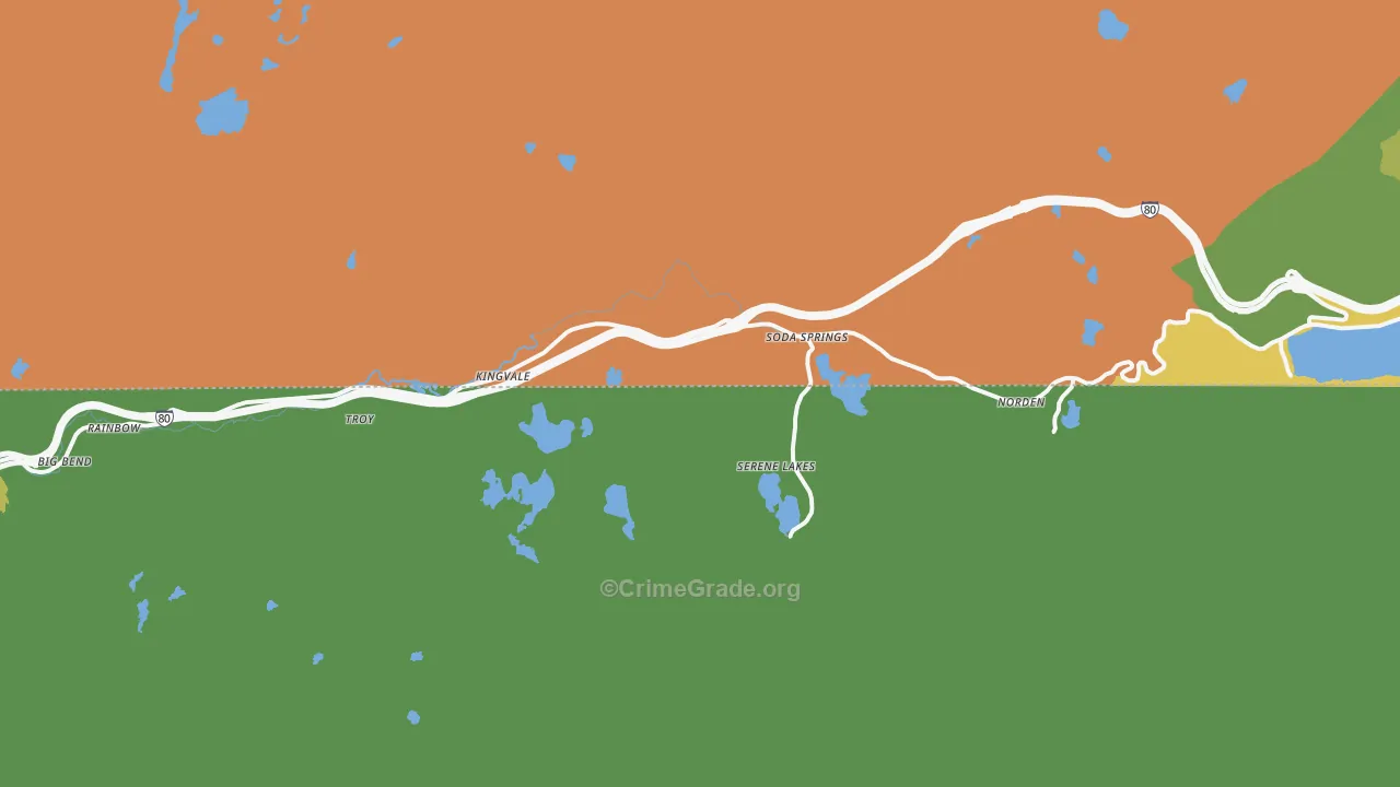 Soda Springs, CA Map of Drug-Related Crime Rates