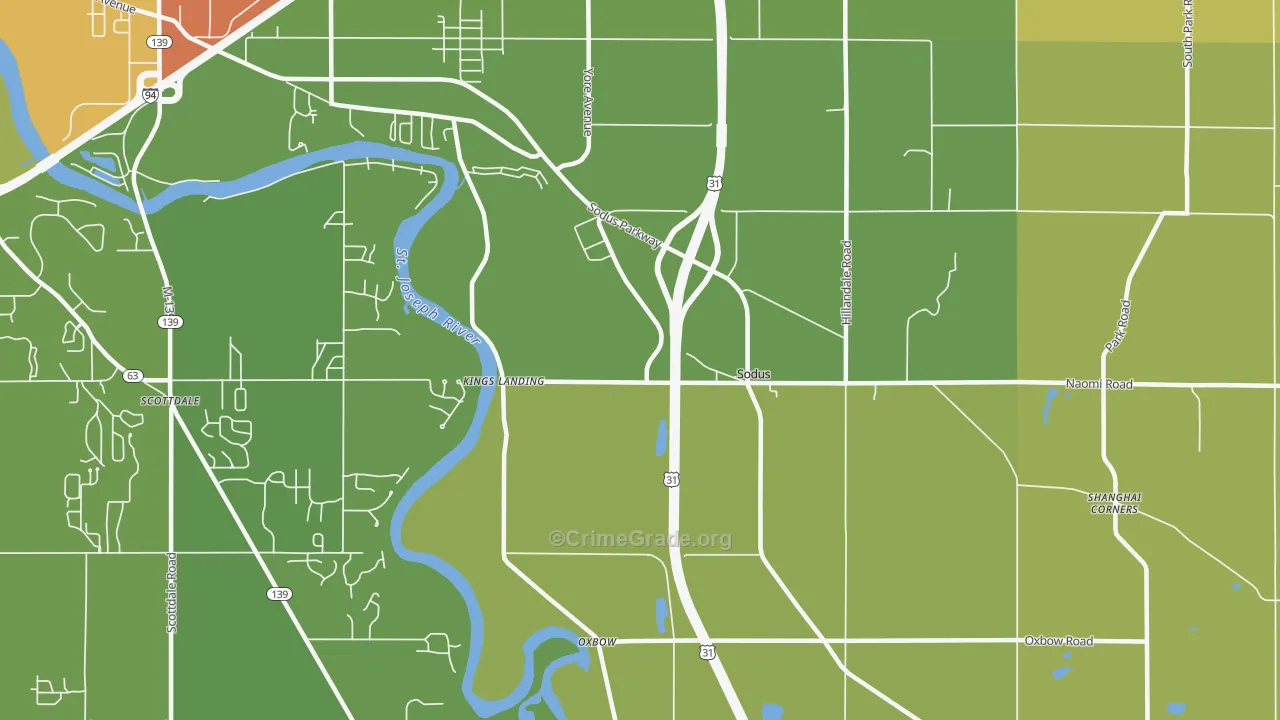 Sodus, MI Map of Drug-Related Crime Rates