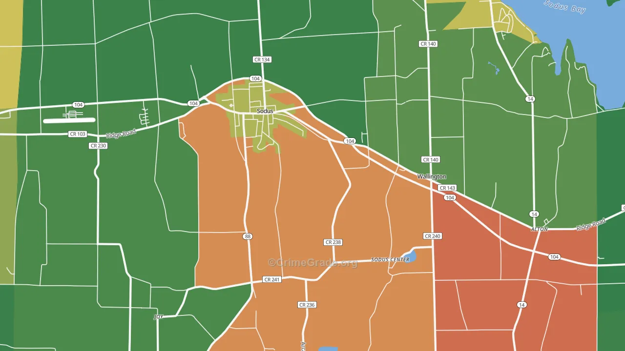 Sodus, NY Map of Drug-Related Crime Rates