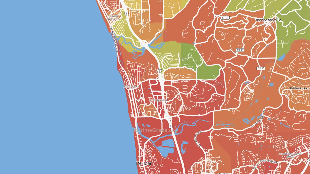 Solana Beach, CA Map of Drug-Related Crime Rates