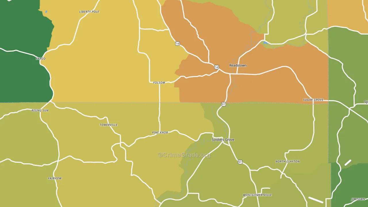 Soldiers Grove, WI Map of Drug-Related Crime Rates