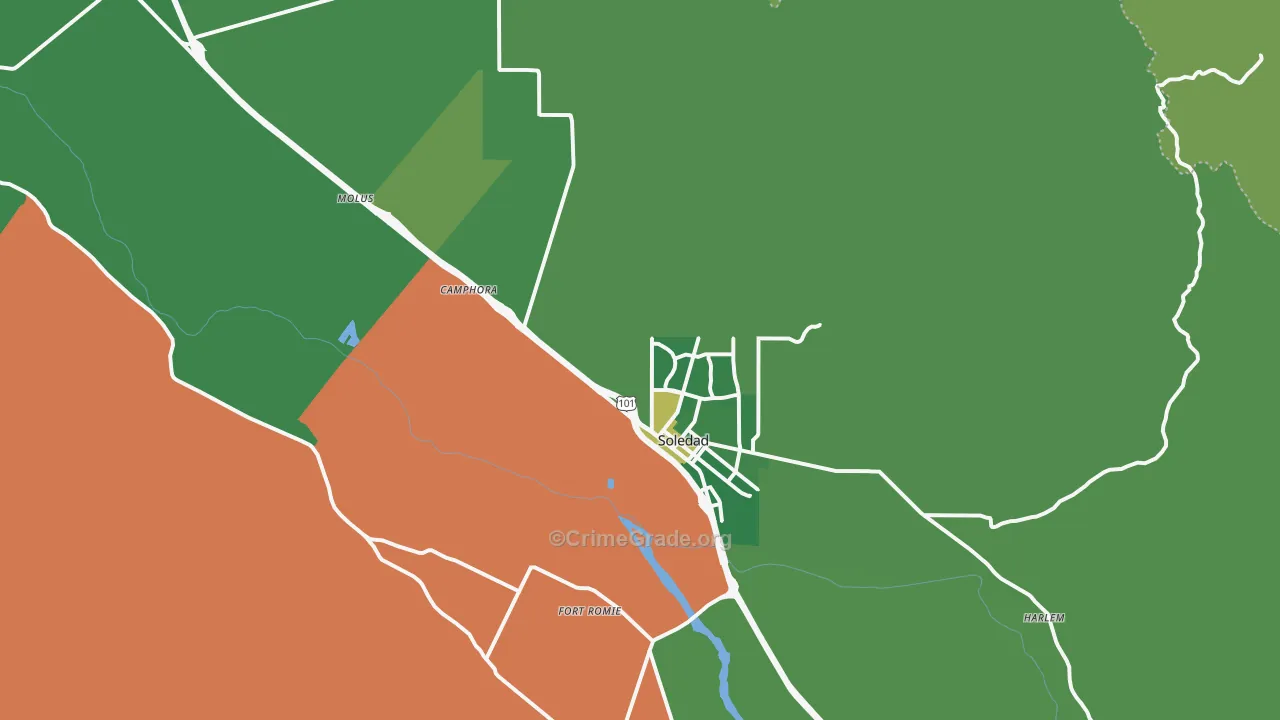 Soledad, CA Map of Drug-Related Crime Rates