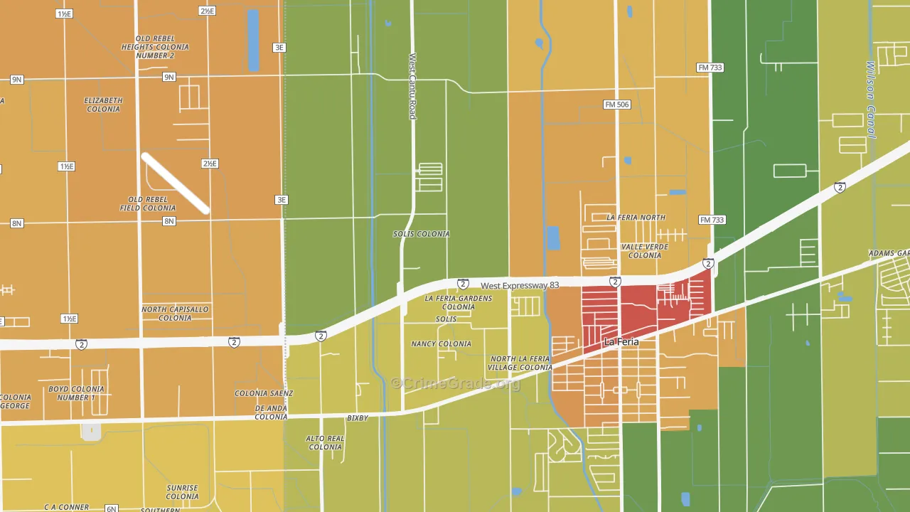 Solis, TX Map of Drug-Related Crime Rates