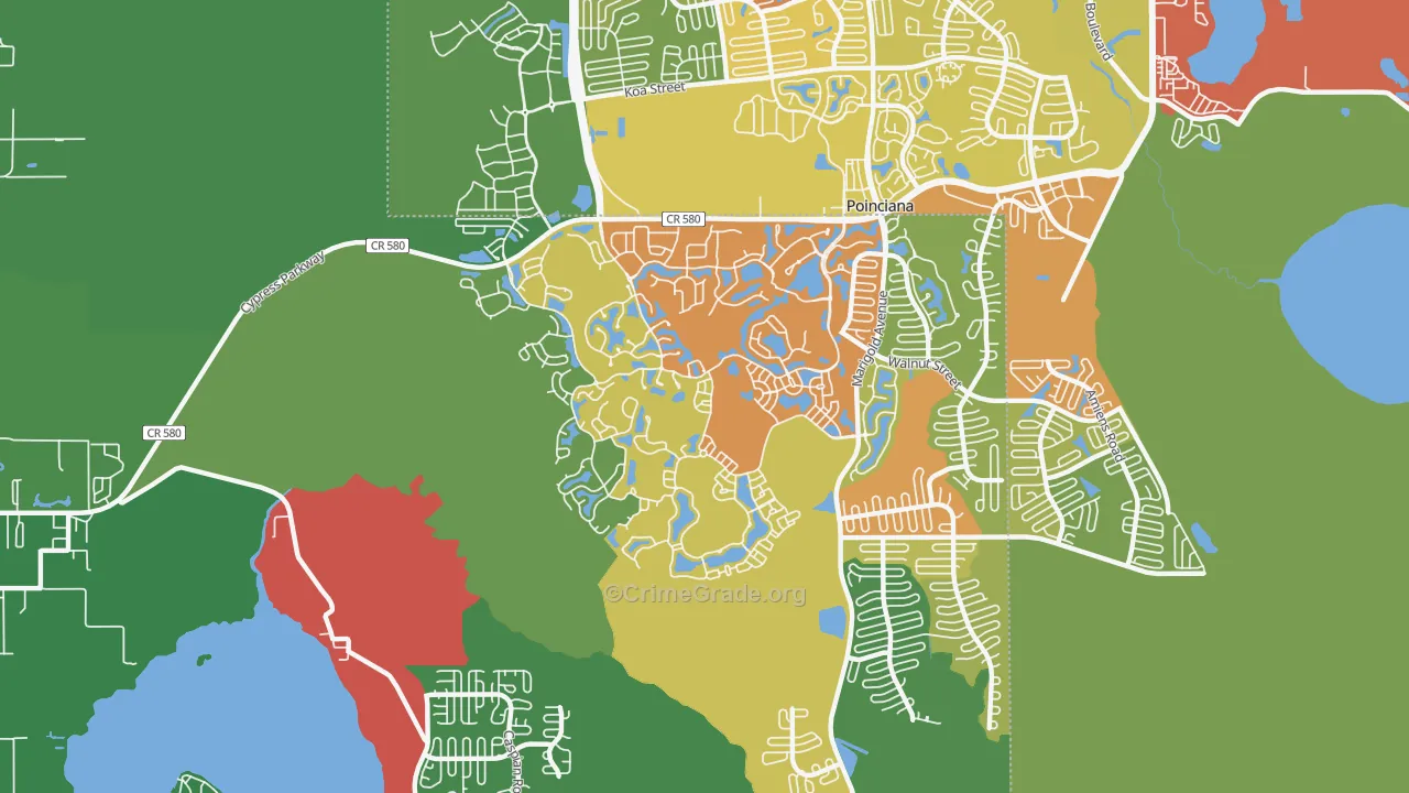 Solivita, Poinciana, FL Map of Drug-Related Crime Rates