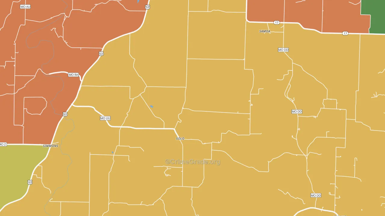 Solo, MO Map of Drug-Related Crime Rates