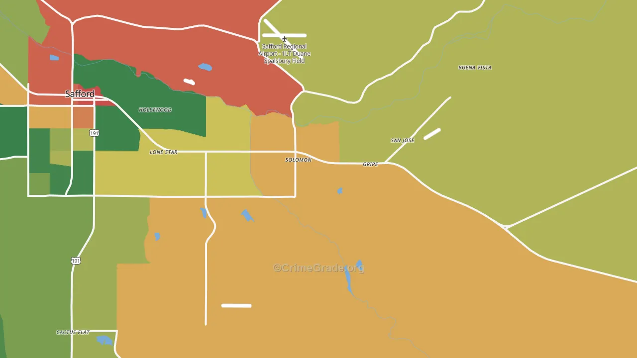 Solomon, AZ Map of Drug-Related Crime Rates