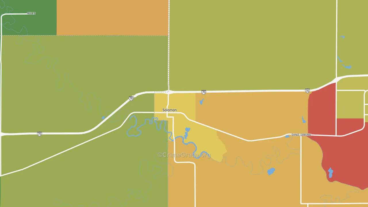 Solomon, KS Map of Drug-Related Crime Rates