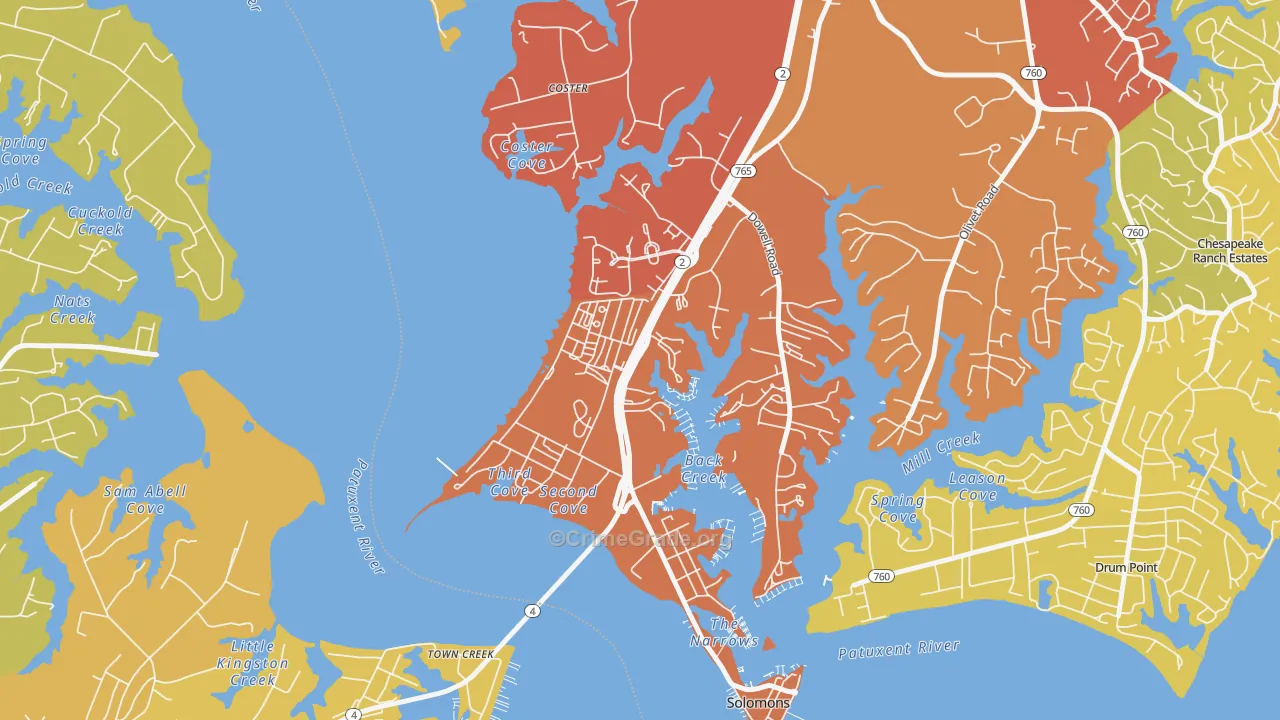 Solomons, MD Map of Drug-Related Crime Rates