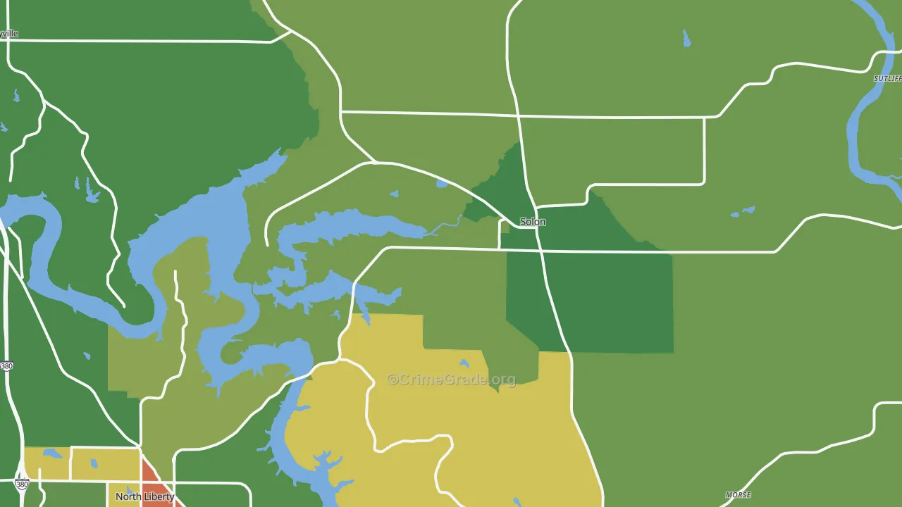 Solon, IA Map of Drug-Related Crime Rates