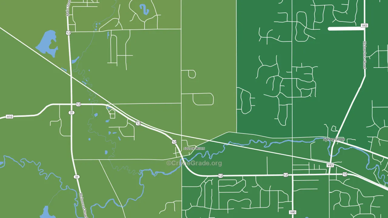 Solon Mills, IL Map of Drug-Related Crime Rates