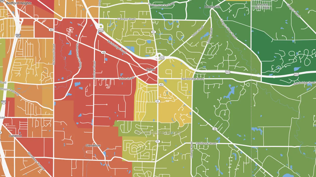 Solon, OH Map of Drug-Related Crime Rates
