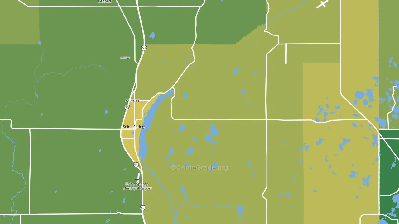 Solon Springs, WI Map of Drug-Related Crime Rates