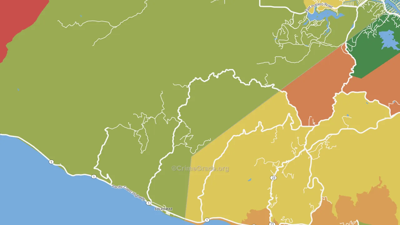 Solromar, CA Map of Drug-Related Crime Rates