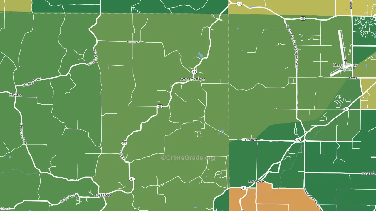 Solsberry, IN Map of Drug-Related Crime Rates