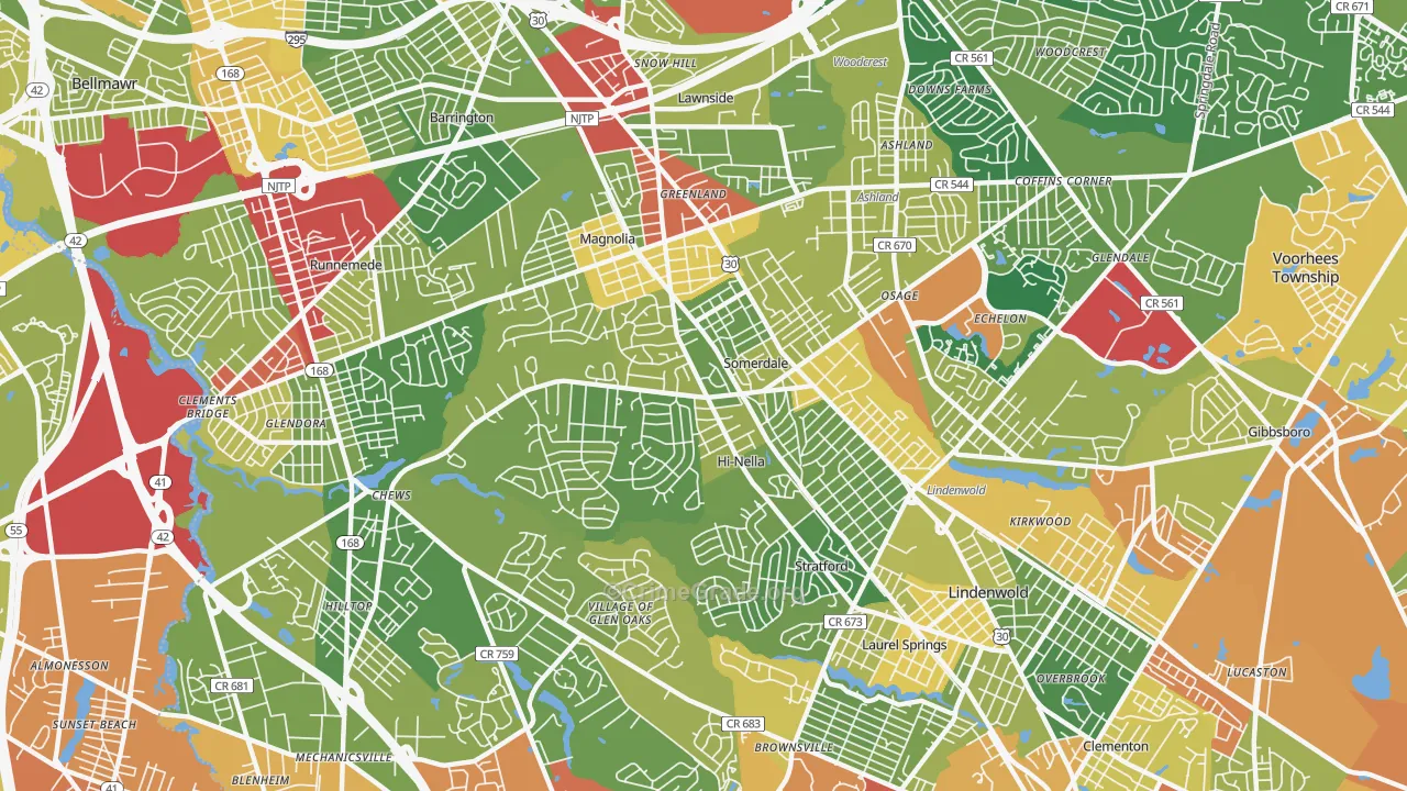 Somerdale, NJ Map of Drug-Related Crime Rates