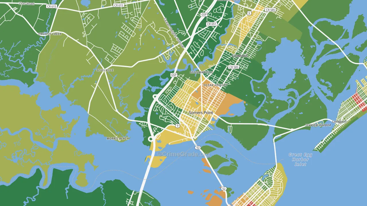 Somers Point, NJ Map of Drug-Related Crime Rates