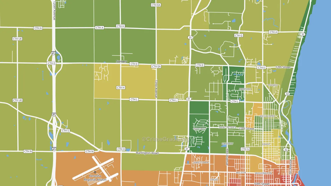 Somers, WI Map of Drug-Related Crime Rates