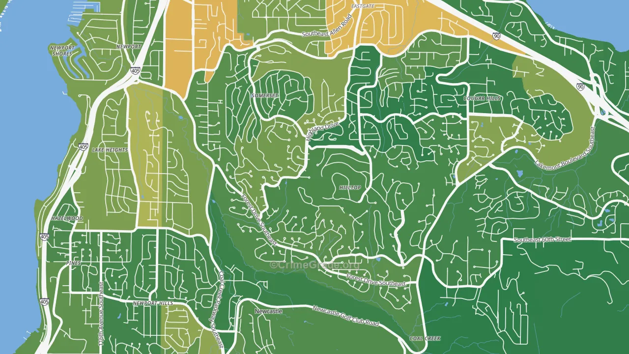Somerset, Bellevue, WA Map of Drug-Related Crime Rates