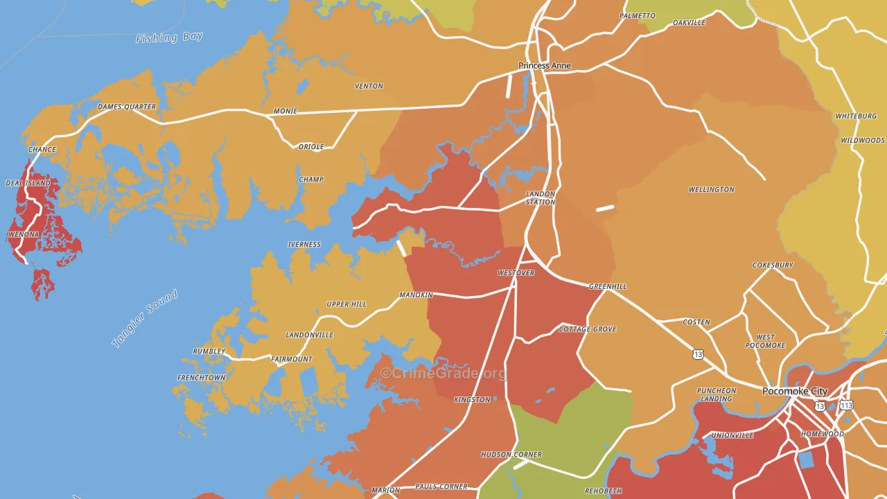 Somerset County, MD Map of Drug-Related Crime Rates