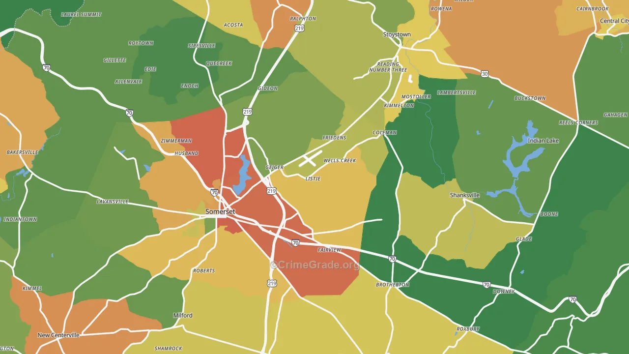 Somerset County, PA Map of Drug-Related Crime Rates