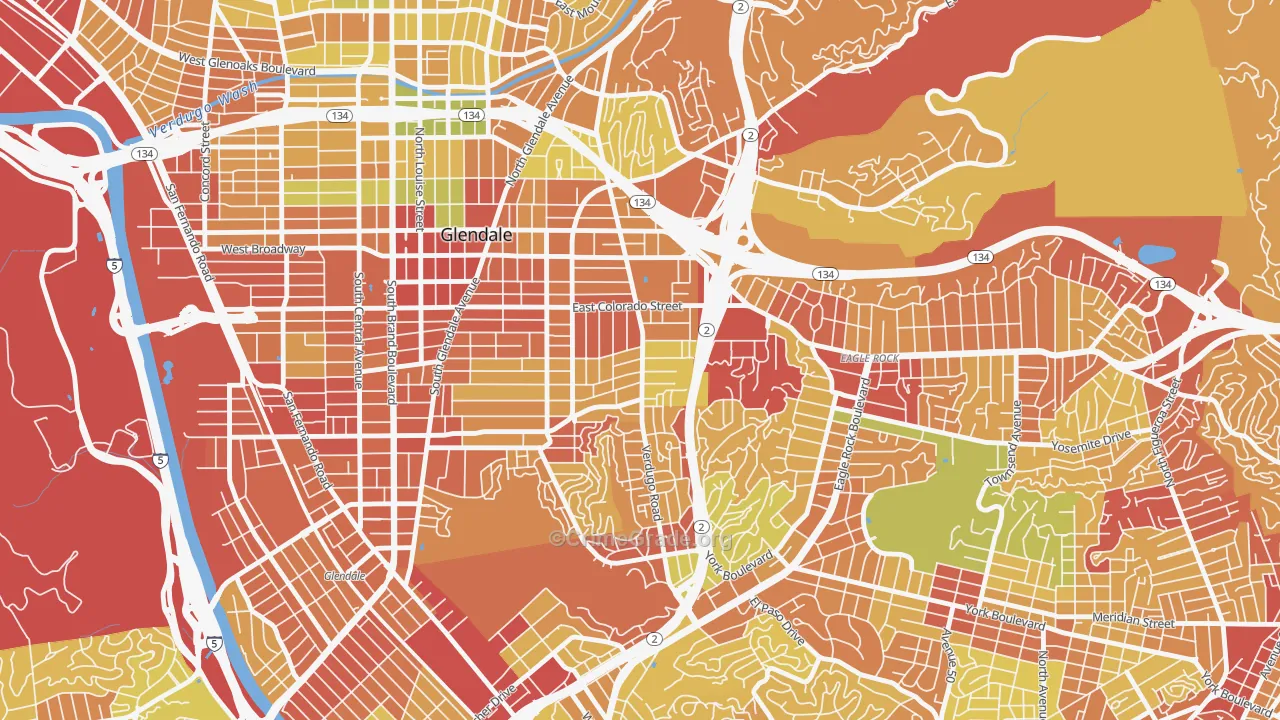 Somerset, Glendale, CA Map of Drug-Related Crime Rates