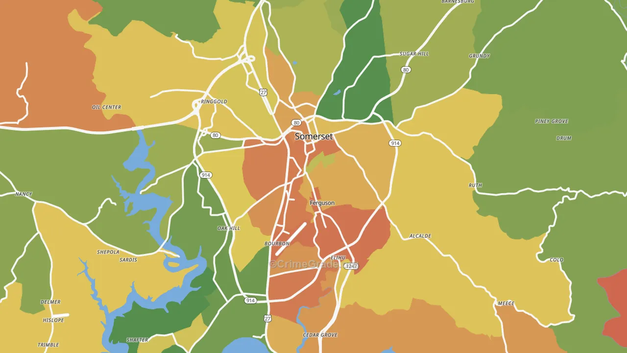 Somerset, KY Map of Drug-Related Crime Rates