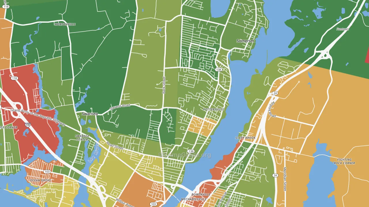 Somerset, MA Map of Drug-Related Crime Rates