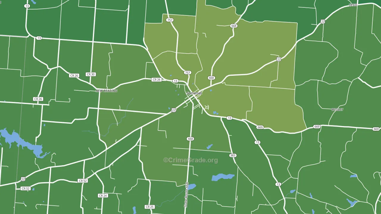 Somerset, OH Map of Drug-Related Crime Rates