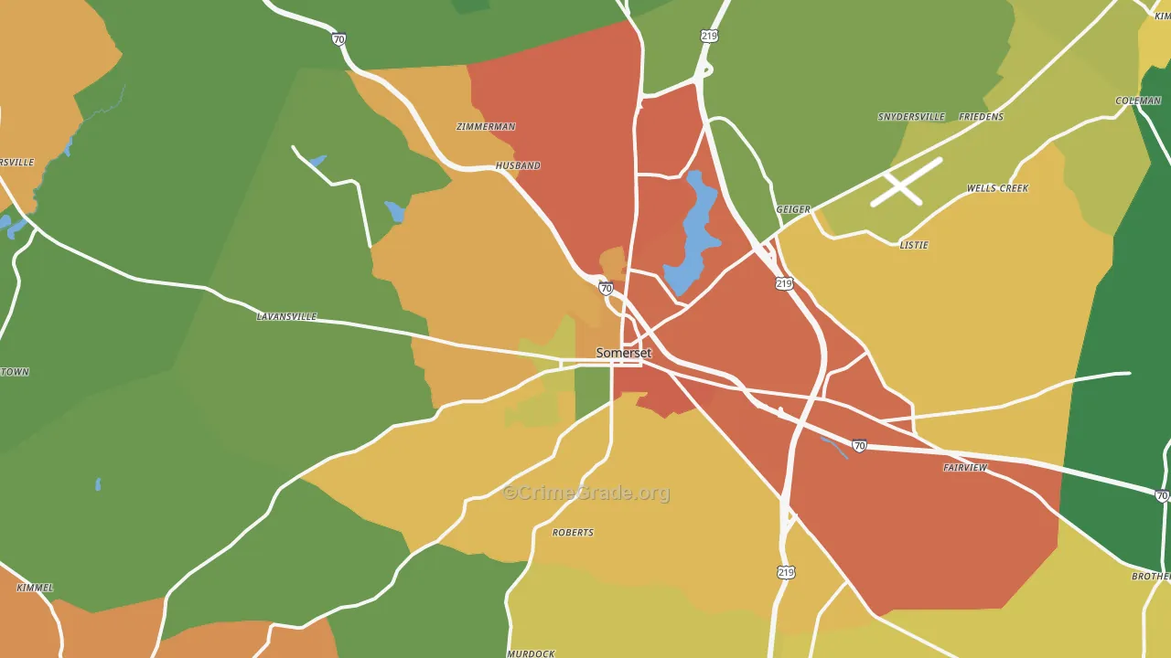 Somerset, PA Map of Drug-Related Crime Rates