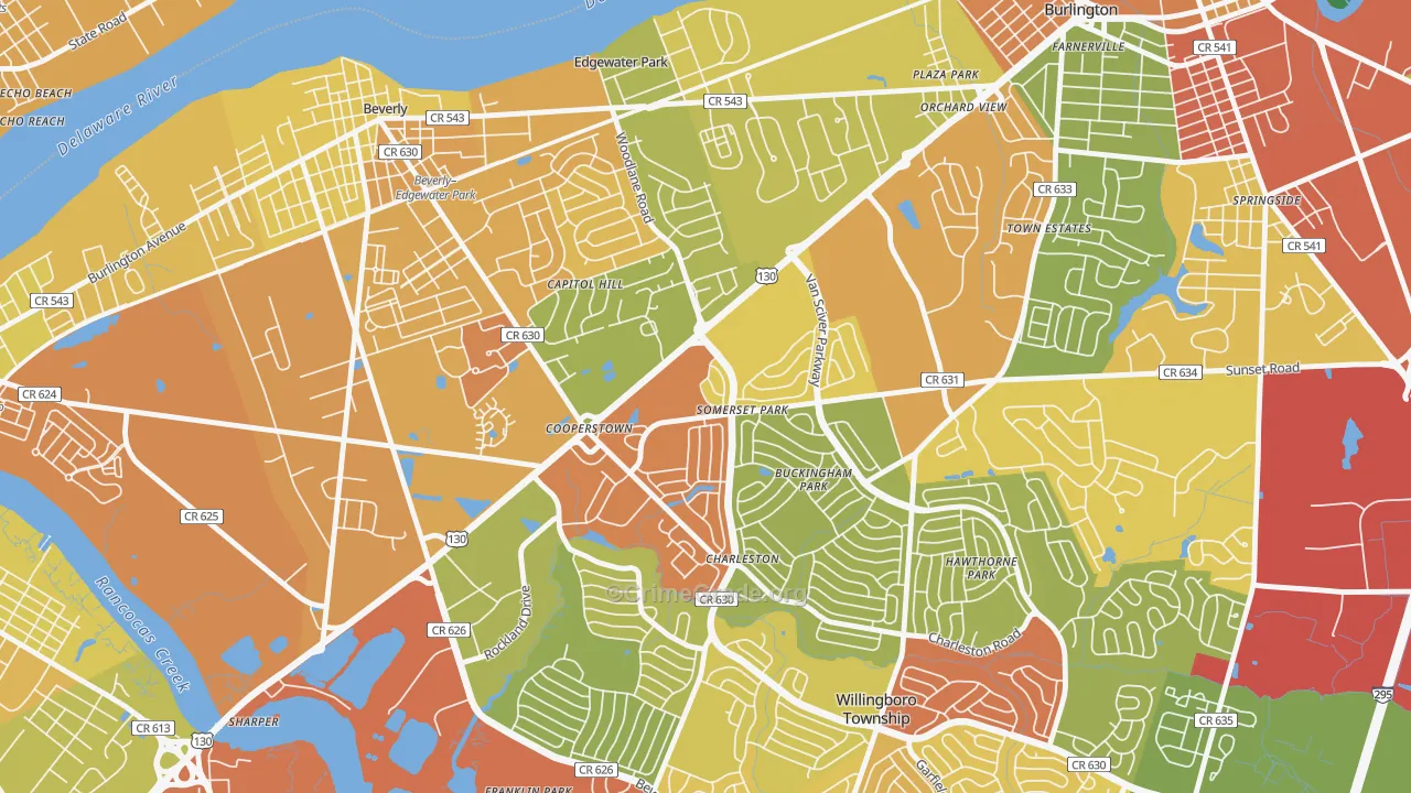 Somerset Park, Willingboro, NJ Map of Drug-Related Crime Rates
