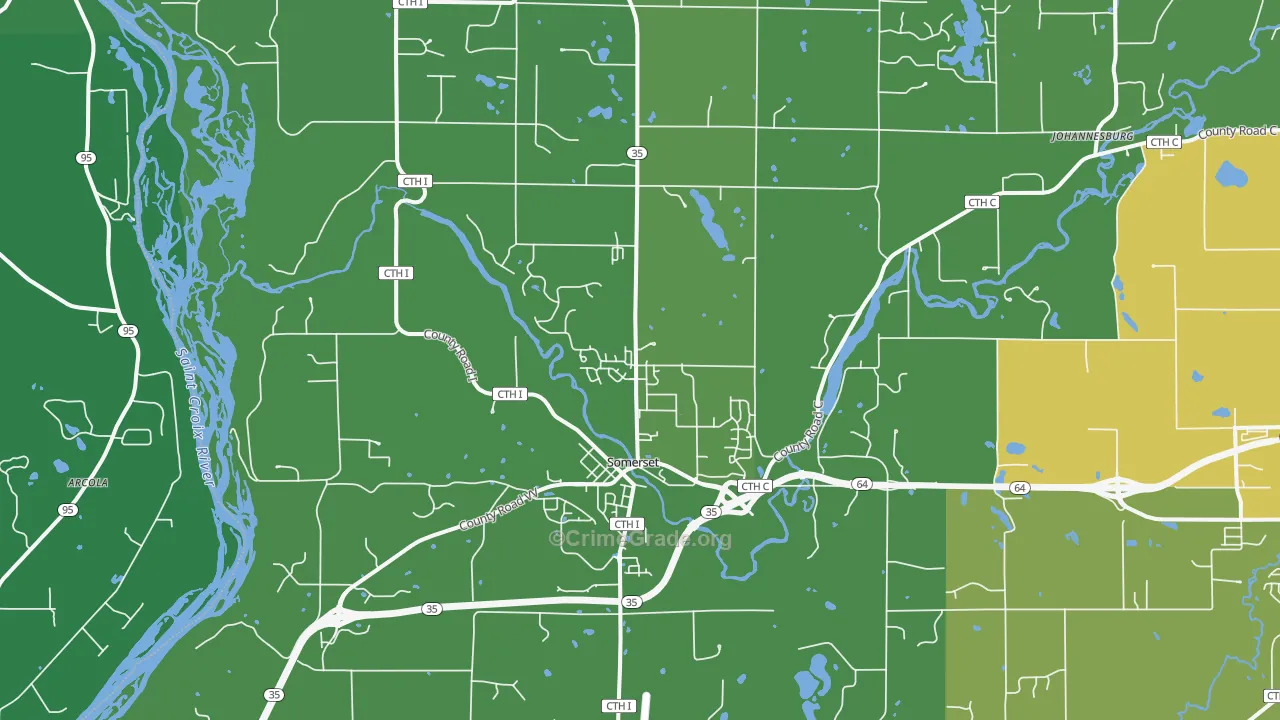 Somerset, WI Map of Drug-Related Crime Rates