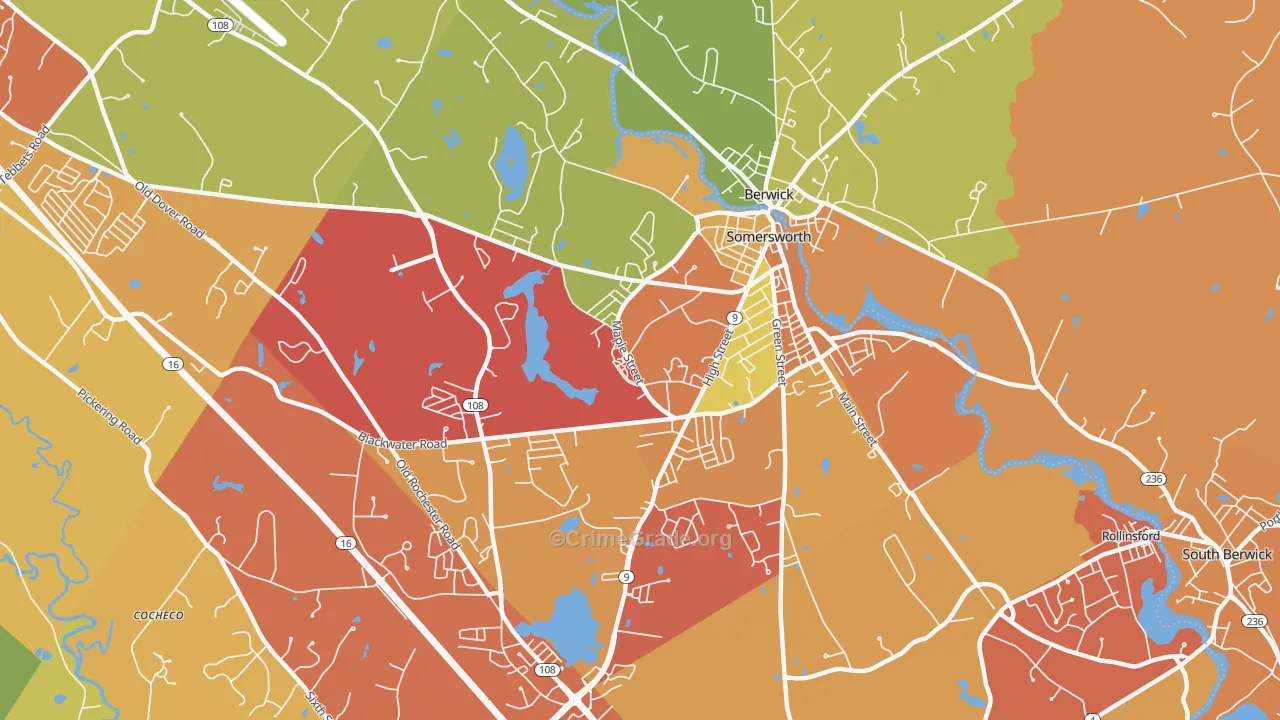 Somersworth, NH Map of Drug-Related Crime Rates