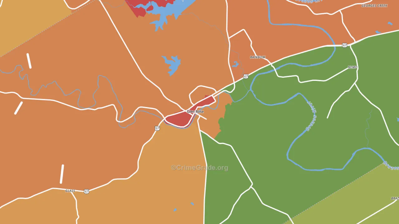 Somervell County, TX Map of Drug-Related Crime Rates