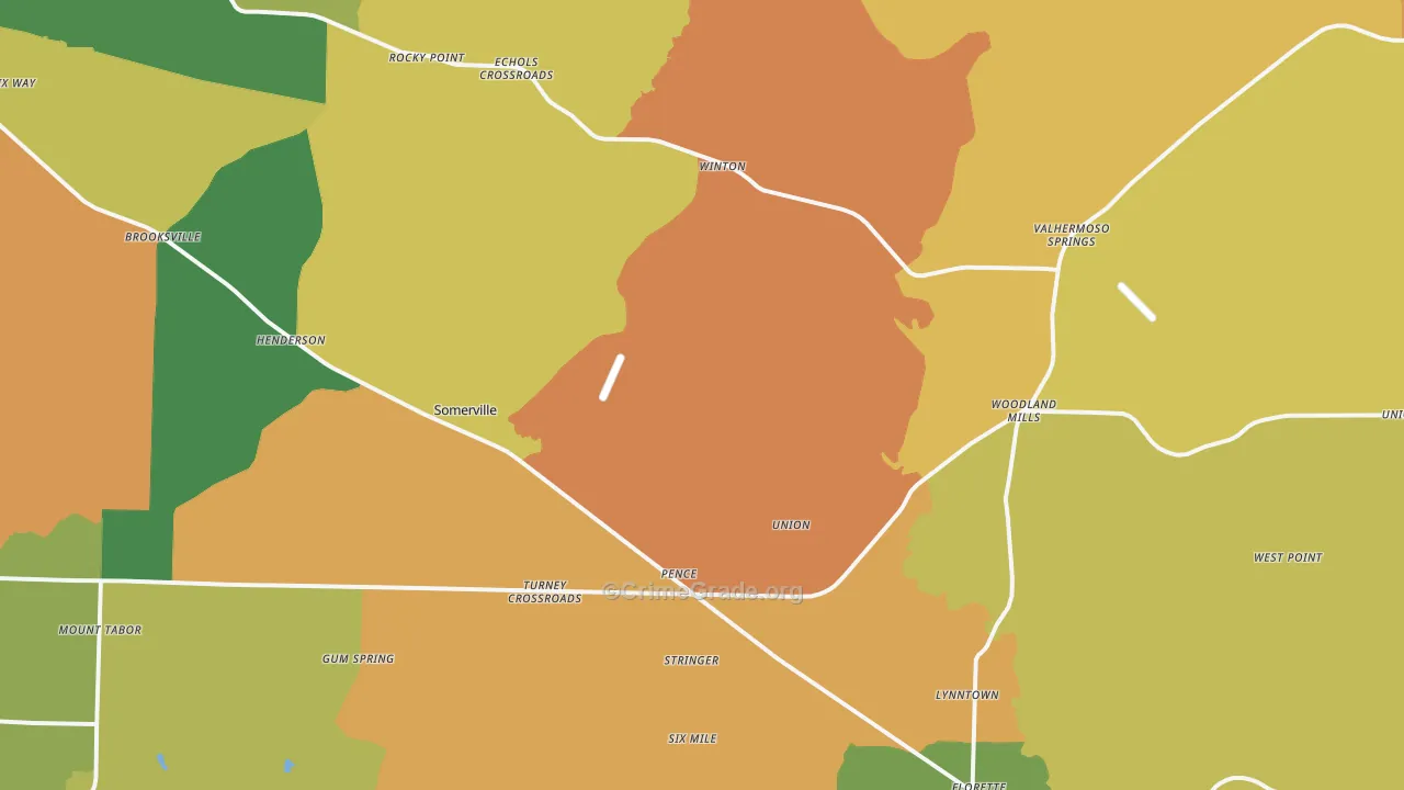 Somerville, AL Map of Drug-Related Crime Rates