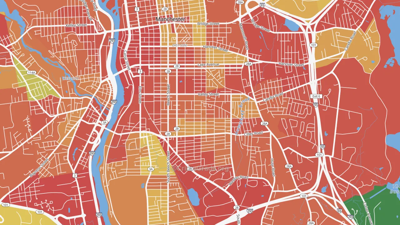Somerville, Manchester, NH Map of Drug-Related Crime Rates