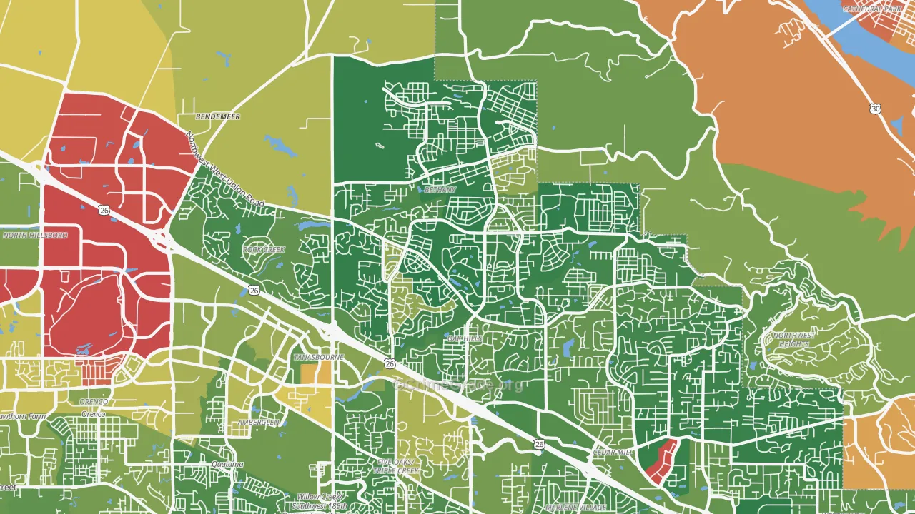 Sommerset West-Elmonica North, Bethany, OR Map of Drug-Related Crime Rates